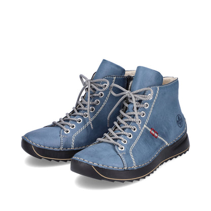 Rieker 71510-14 Royal Blue Boots with Grey Laces