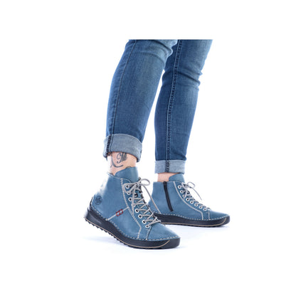 Rieker 71510-14 Royal Blue Boots with Grey Laces