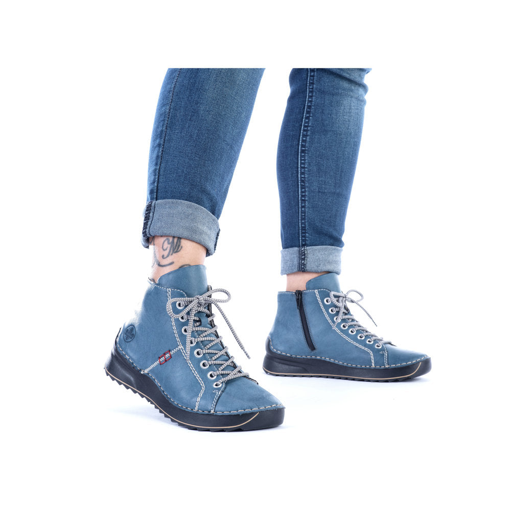 Rieker 71510-14 Royal Blue Boots with Grey Laces