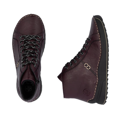 Rieker 71510-30 Dark Burgundy Lace Boots