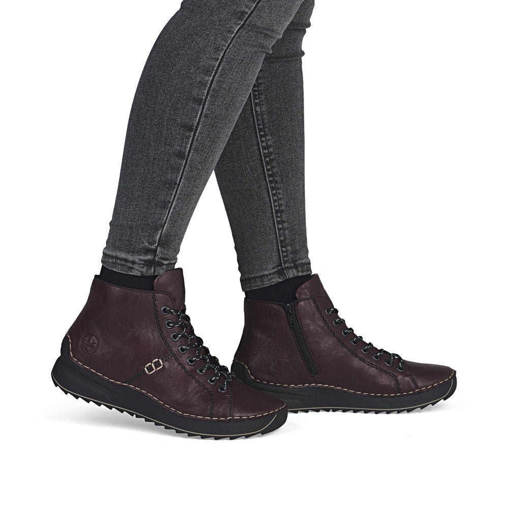 Rieker 71510-30 Dark Burgundy Lace Boots