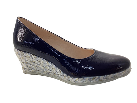 Jose Saenz 6019 Navy White, Silver & Champagne Gold Wedges
