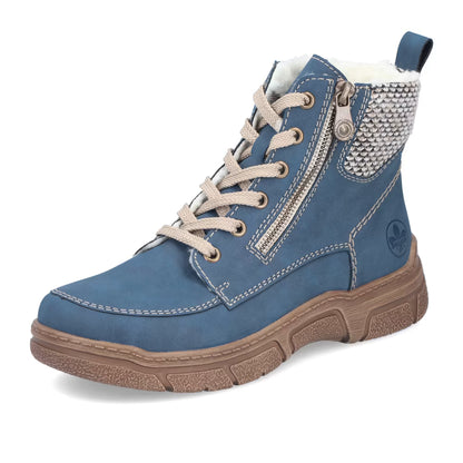 Rieker 72330-14 Jeans Blue H Fit Ankle Boots with Ankle Cuff