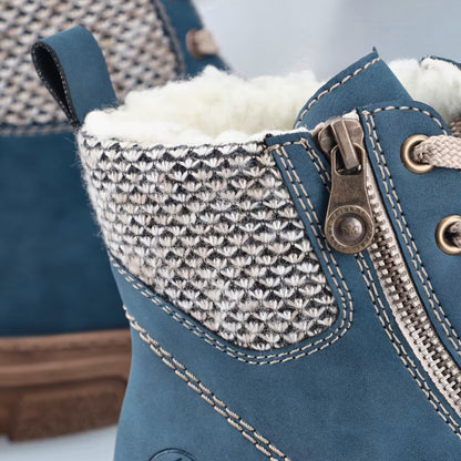 Rieker 72330-14 Jeans Blue H Fit Ankle Boots with Ankle Cuff