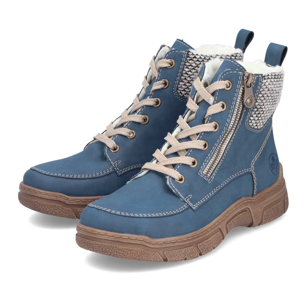 Rieker 72330-14 Jeans Blue H Fit Ankle Boots with Ankle Cuff