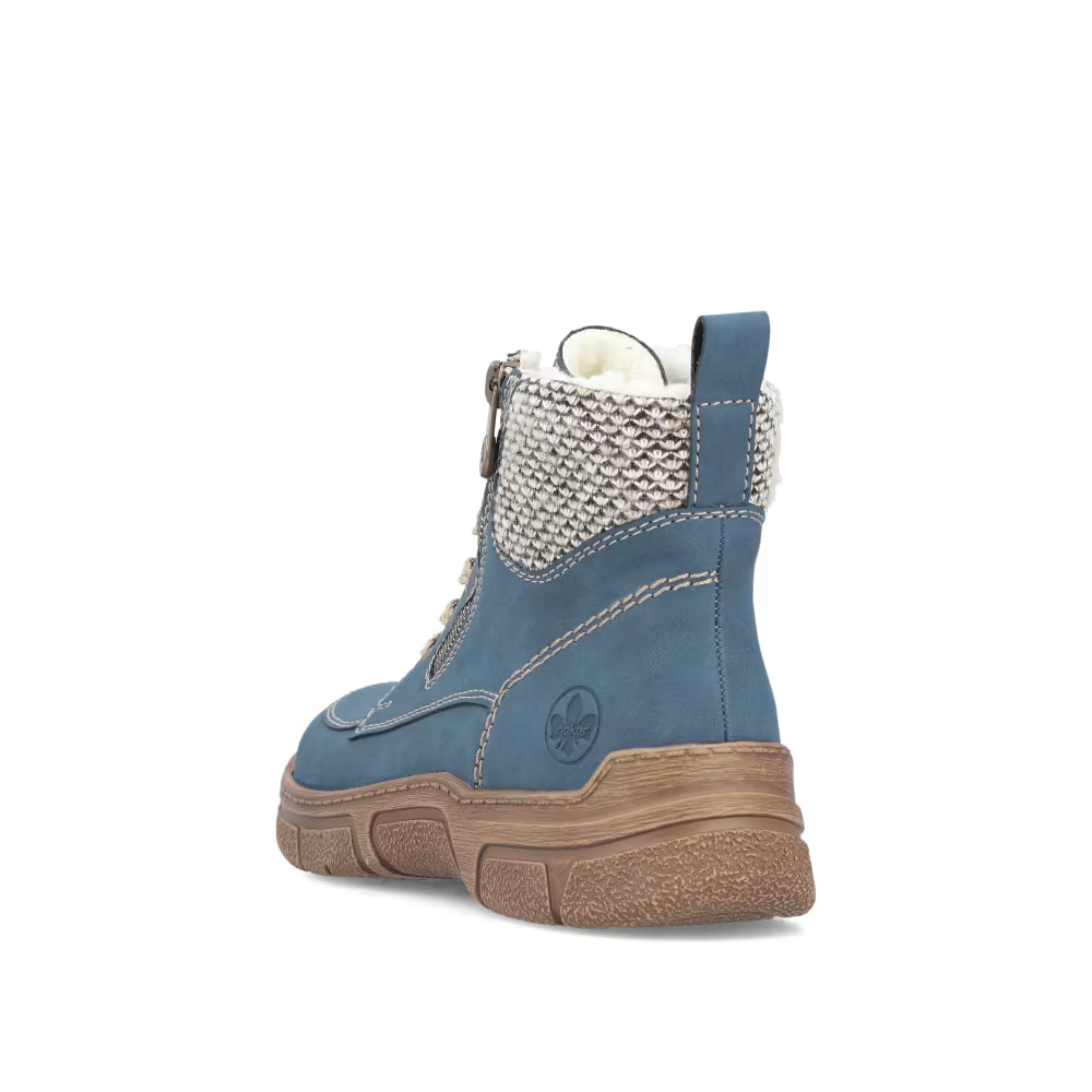 Rieker 72330-14 Jeans Blue H Fit Ankle Boots with Ankle Cuff