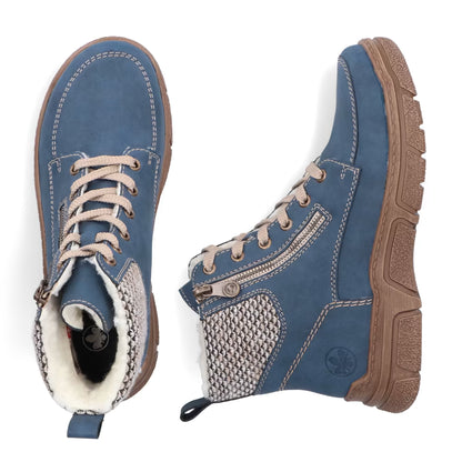 Rieker 72330-14 Jeans Blue H Fit Ankle Boots with Ankle Cuff