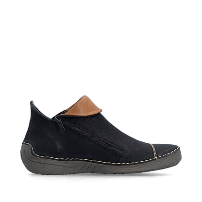 Rieker 72581-00 Black & Leopard Print Boots