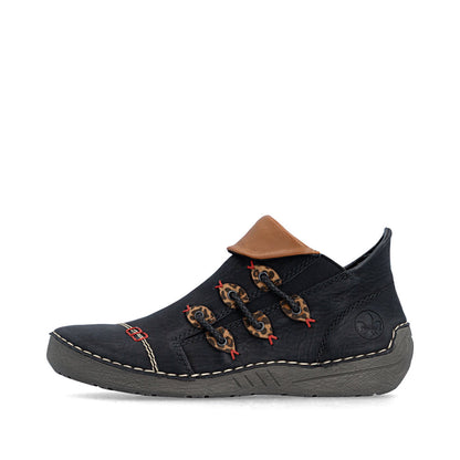 Rieker 72581-00 Black & Leopard Print Boots