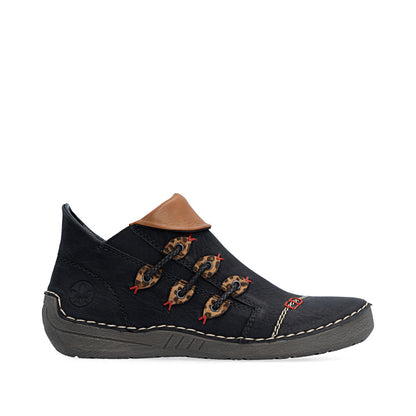 Rieker 72581-00 Black & Leopard Print Boots