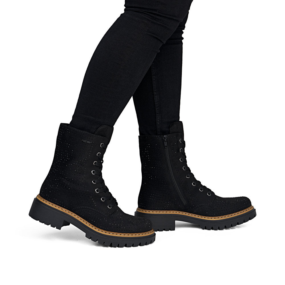 Rieker 72609-00 Black Laced Boots