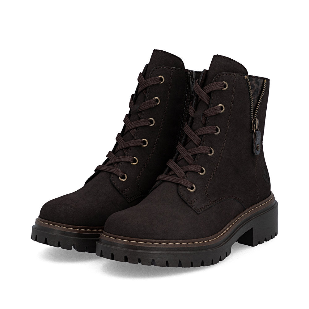 Rieker 72617-25 Nougat Brown Lace Boots