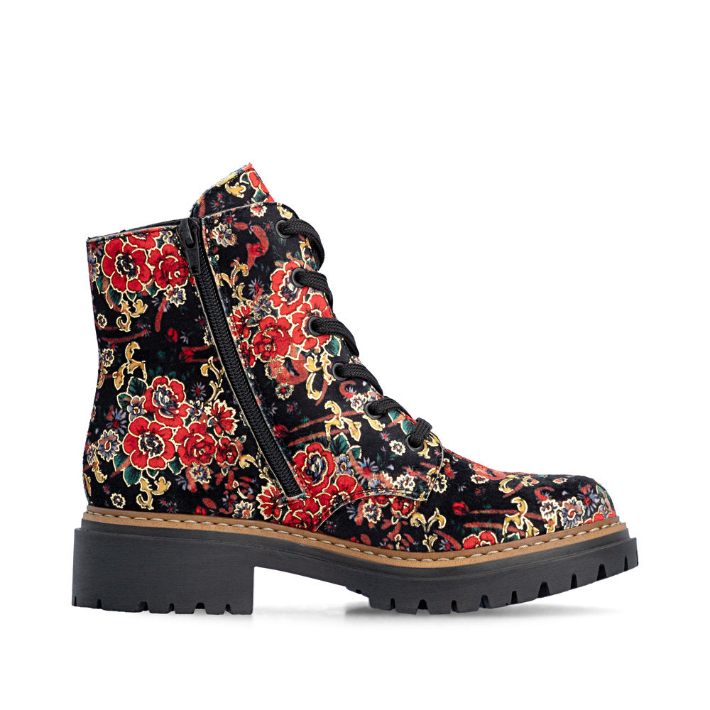 Rieker 72617-90 Black Flower Multi Red Boots