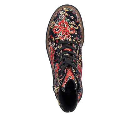 Rieker 72617-90 Black Flower Multi Red Boots