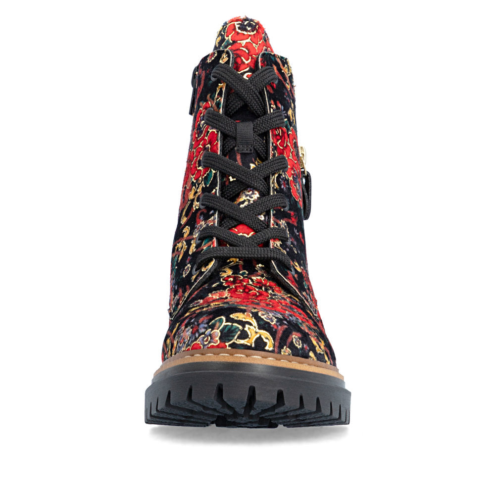 Rieker 72617-90 Black Flower Multi Red Boots