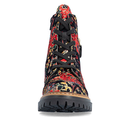 Rieker 72617-90 Black Flower Multi Red Boots