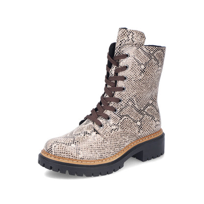 Rieker 72627-64 Beige & Black Snake Print Boots