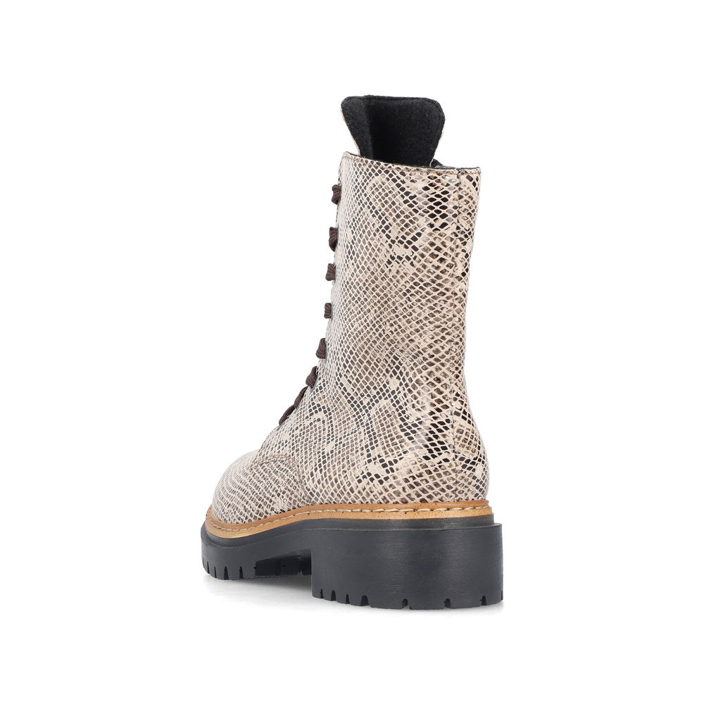 Rieker 72627-64 Beige & Black Snake Print Boots