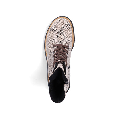 Rieker 72627-64 Beige & Black Snake Print Boots