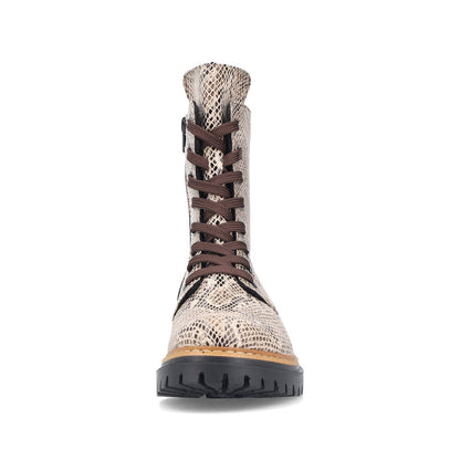 Rieker 72627-64 Beige & Black Snake Print Boots