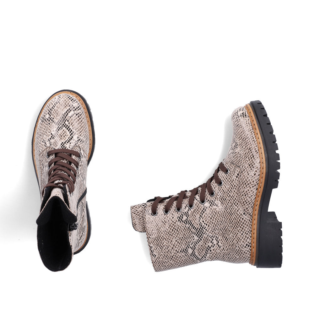 Rieker 72627-64 Beige & Black Snake Print Boots