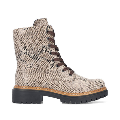 Rieker 72627-64 Beige & Black Snake Print Boots