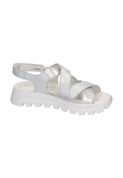 Waldlaufer 730004 200 211 H Fit Silver Velcro Sandals with Slingback Strap