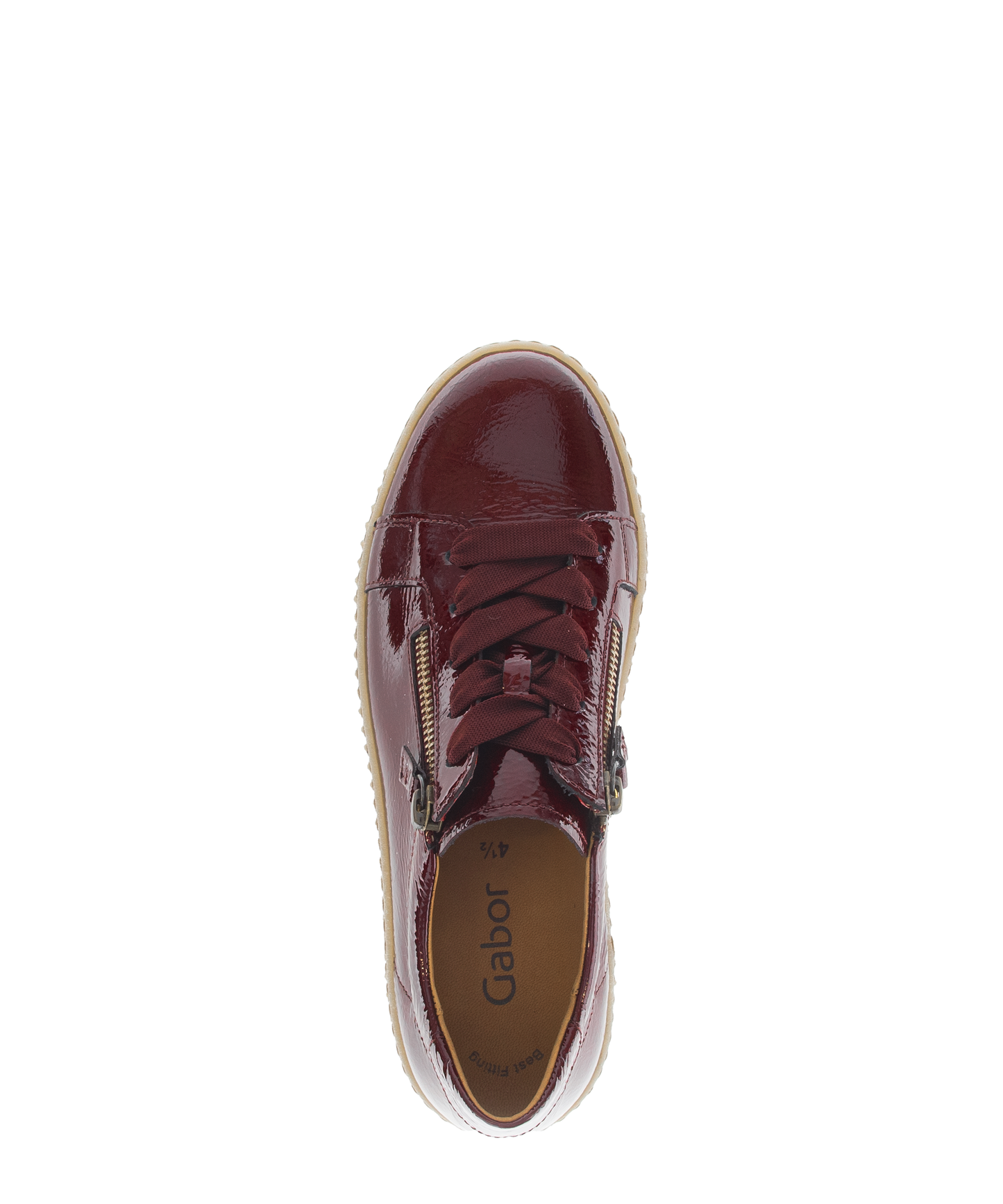 Gabor 73.334.95 Bordo Burgundy Patent Trainers with Twin Zip