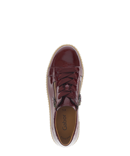 Gabor 73.334.95 Bordo Burgundy Patent Trainers with Twin Zip