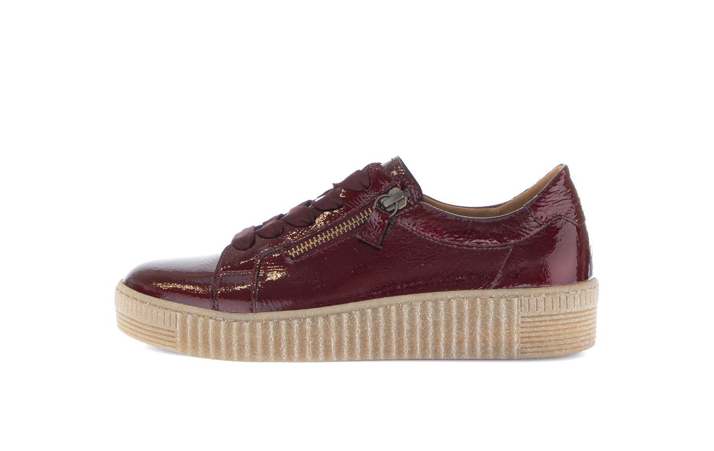 Gabor 73.334.95 Bordo Burgundy Patent Trainers with Twin Zip