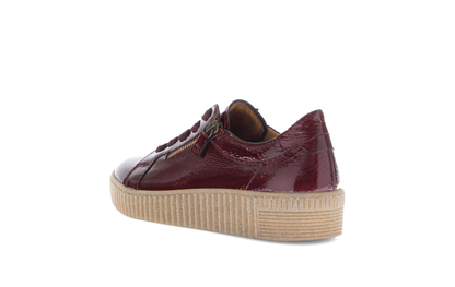 Gabor 73.334.95 Bordo Burgundy Patent Trainers with Twin Zip
