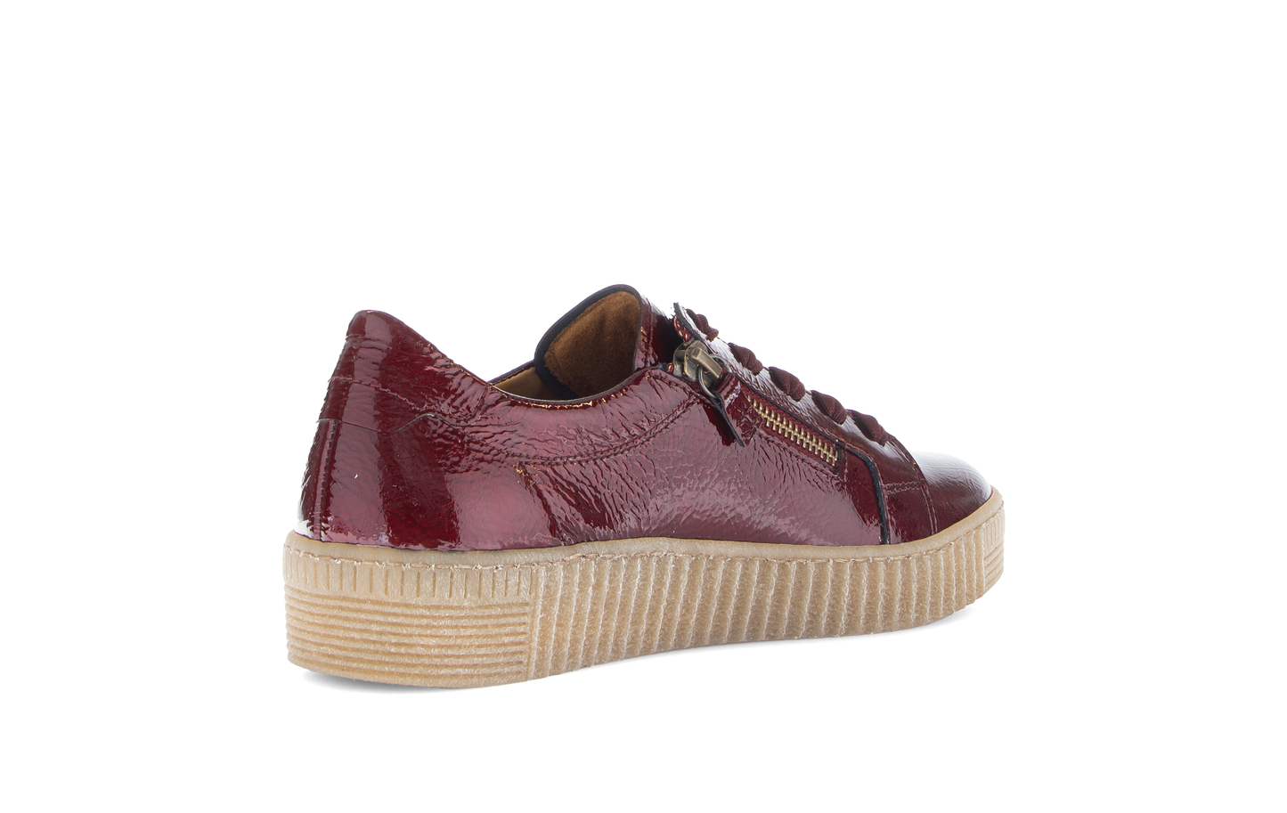 Gabor 73.334.95 Bordo Burgundy Patent Trainers with Twin Zip