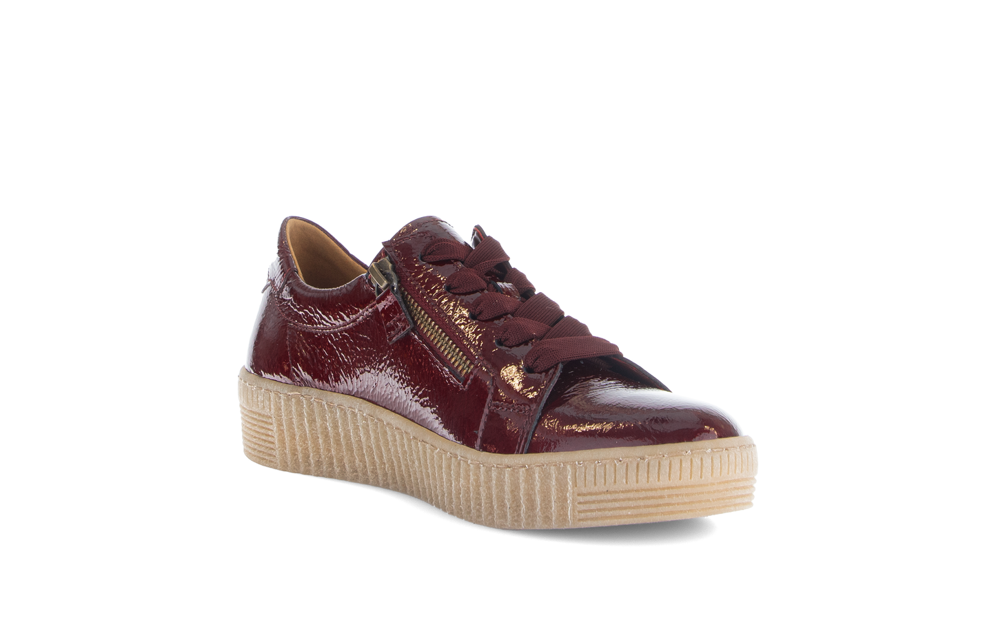 Gabor 73.334.95 Bordo Burgundy Patent Trainers with Twin Zip