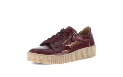 Gabor 73.334.95 Bordo Burgundy Patent Trainers with Twin Zip