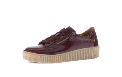 Gabor 73.334.95 Bordo Burgundy Patent Trainers with Twin Zip