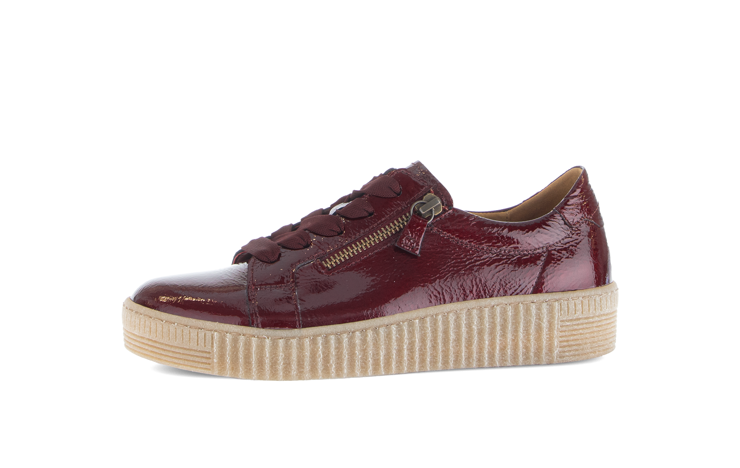 Gabor 73.334.95 Bordo Burgundy Patent Trainers with Twin Zip