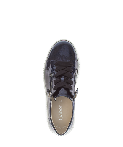 Gabor 73.334.96 Dark Blue/Navy Patent Trainers with Twin Zip