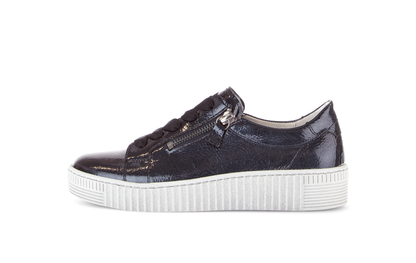 Gabor 73.334.96 Dark Blue/Navy Patent Trainers with Twin Zip