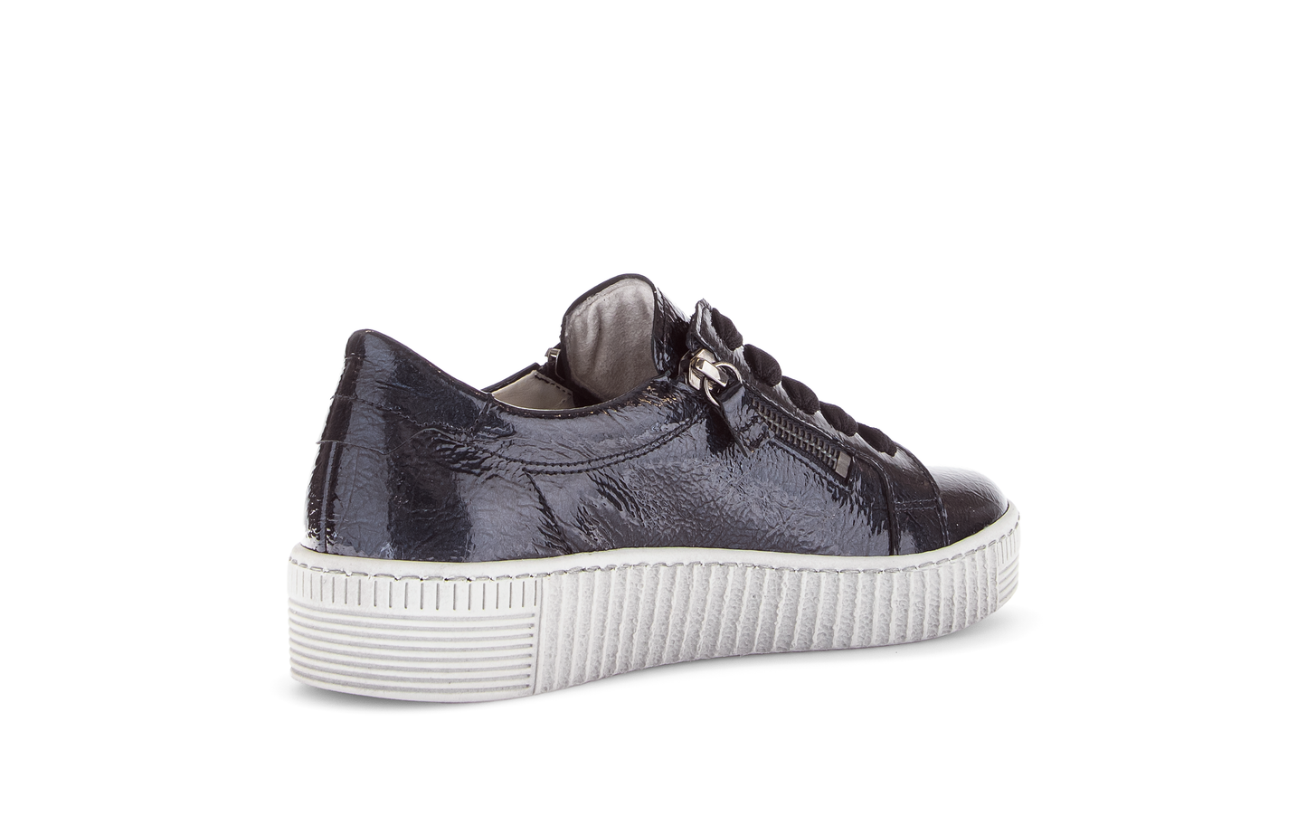 Gabor 73.334.96 Dark Blue/Navy Patent Trainers with Twin Zip