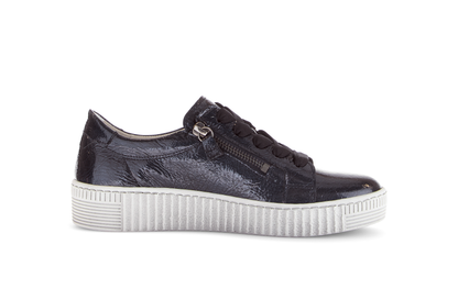 Gabor 73.334.96 Dark Blue/Navy Patent Trainers with Twin Zip
