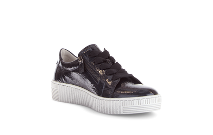Gabor 73.334.96 Dark Blue/Navy Patent Trainers with Twin Zip