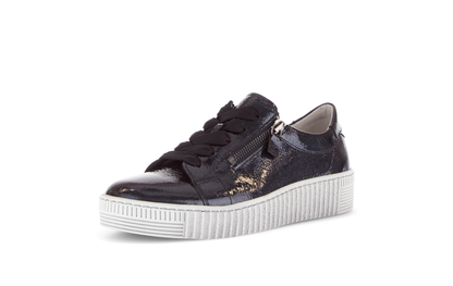 Gabor 73.334.96 Dark Blue/Navy Patent Trainers with Twin Zip