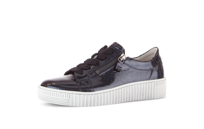 Gabor 73.334.96 Dark Blue/Navy Patent Trainers with Twin Zip