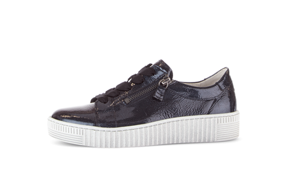 Gabor 73.334.96 Dark Blue/Navy Patent Trainers with Twin Zip