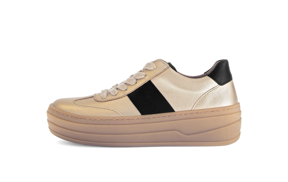 Gabor 73.350.62 Champagne Gold & Black Trainers with Platform Sole
