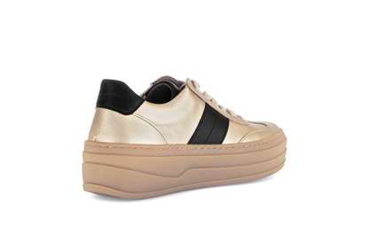 Gabor 73.350.62 Champagne Gold & Black Trainers with Platform Sole