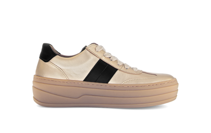 Gabor 73.350.62 Champagne Gold & Black Trainers with Platform Sole