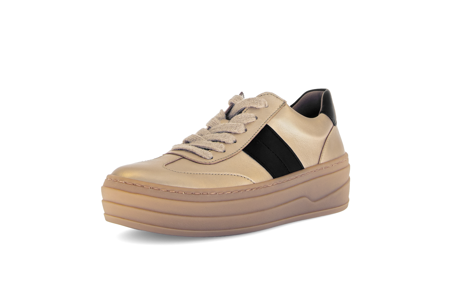 Gabor 73.350.62 Champagne Gold & Black Trainers with Platform Sole