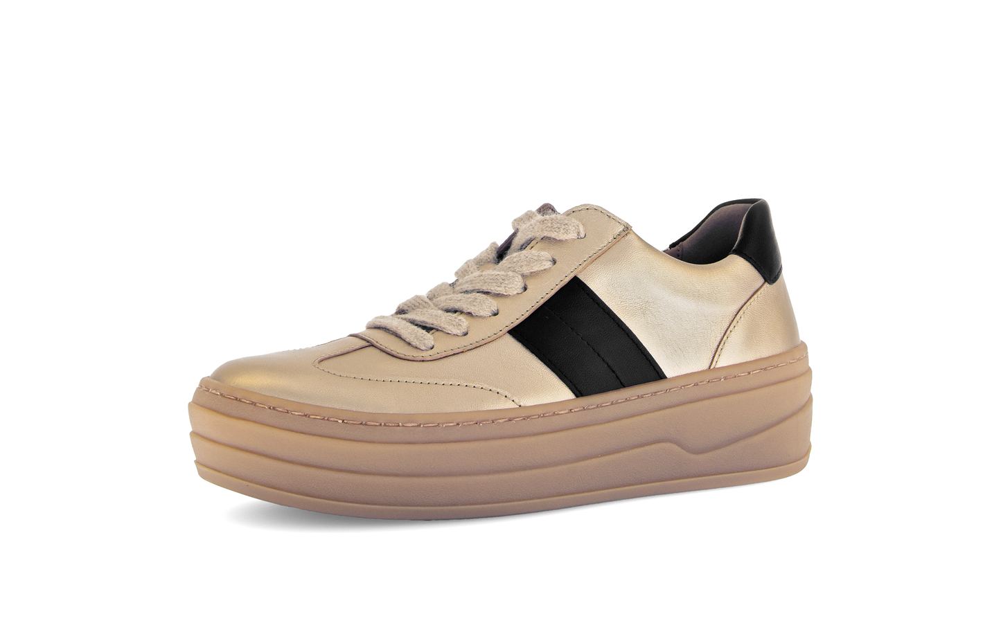 Gabor 73.350.62 Champagne Gold & Black Trainers with Platform Sole