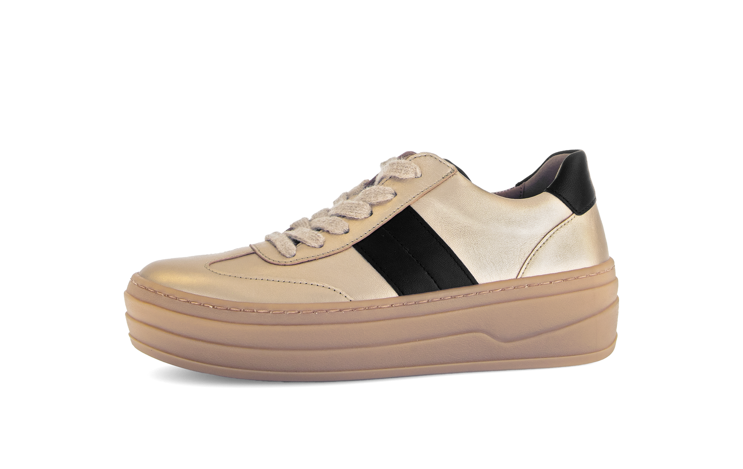 Gabor 73.350.62 Champagne Gold & Black Trainers with Platform Sole